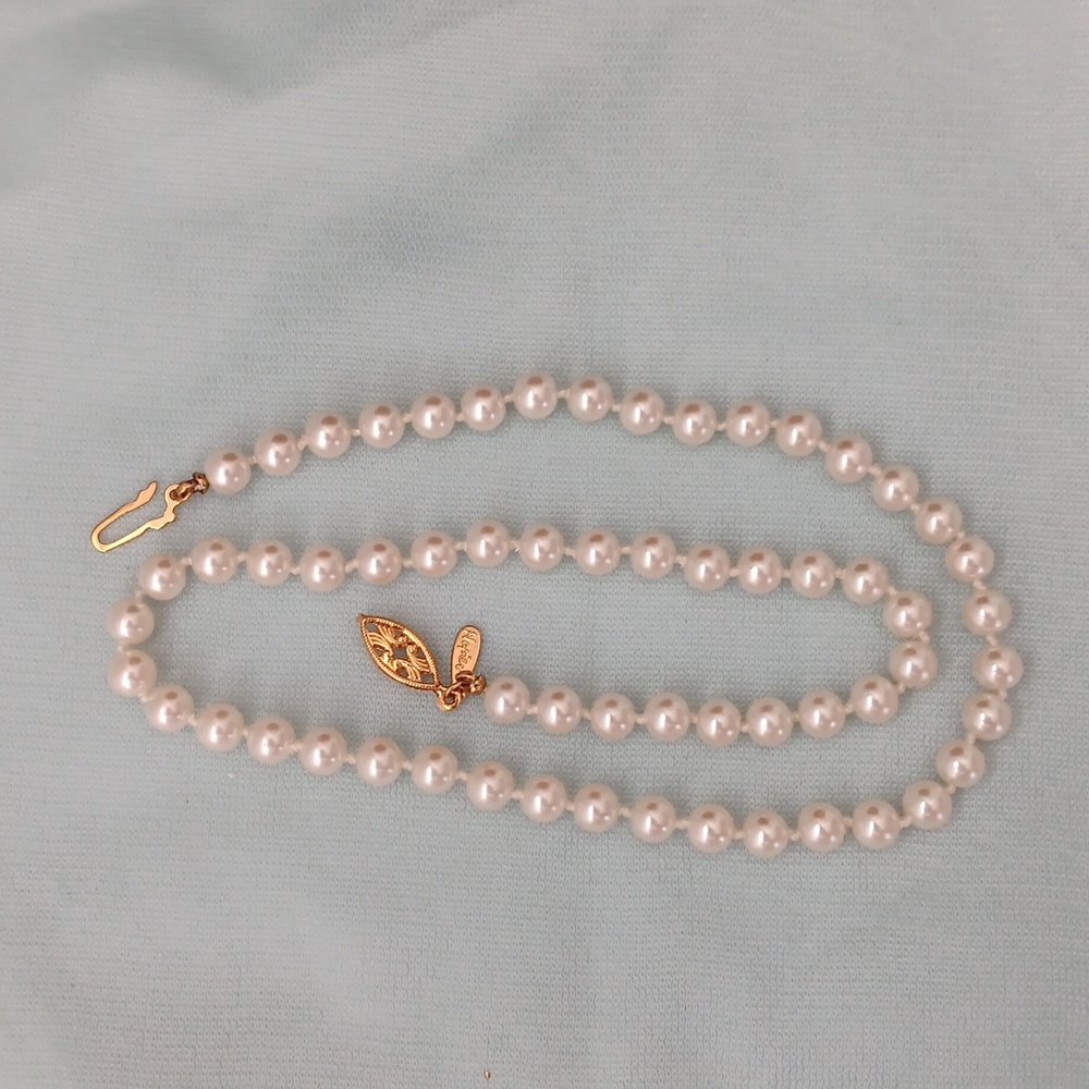 Napier White Pearl Knotted Strand Necklace 19"
